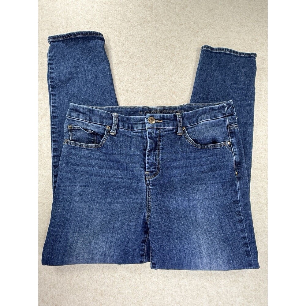 Chico’s So Slimming Girlfriend Ankle Jeans Size 1 Blue Denim Mid Rise Stretch - Picture 4 of 9